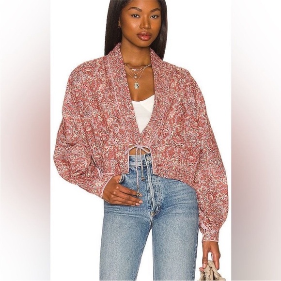 Free People Rosalina Tie Front Cropped Jacket Size XS - Picture 2 of 10